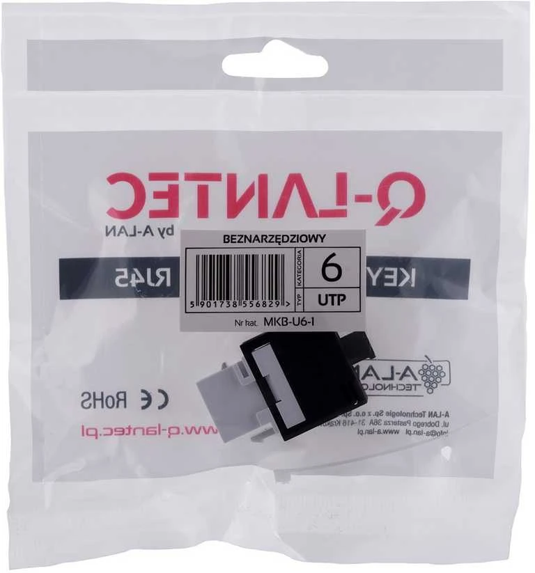 Q Lantec Keystone Modulis - Alantec MKB-U6-1 RJ-45 250MHz Juodas