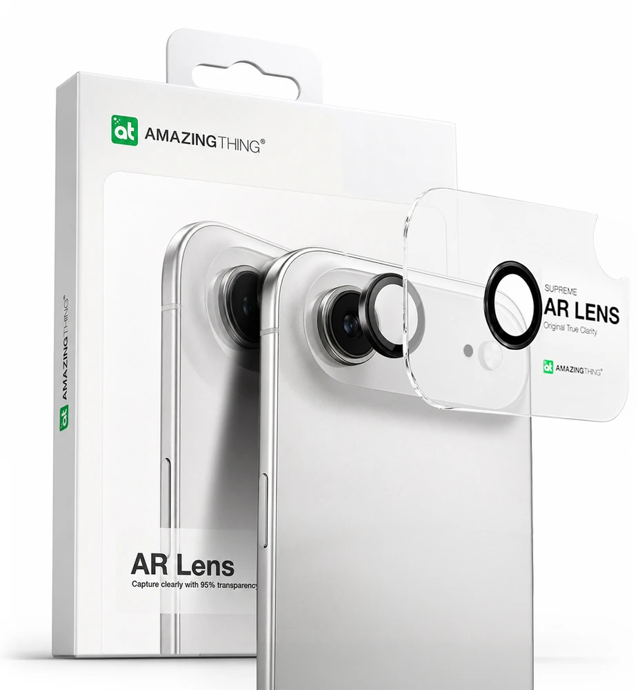 AmazingThing Lens Glass skirtas Apple iPhone 17 Air with juodos spalvos Aluminum Frame