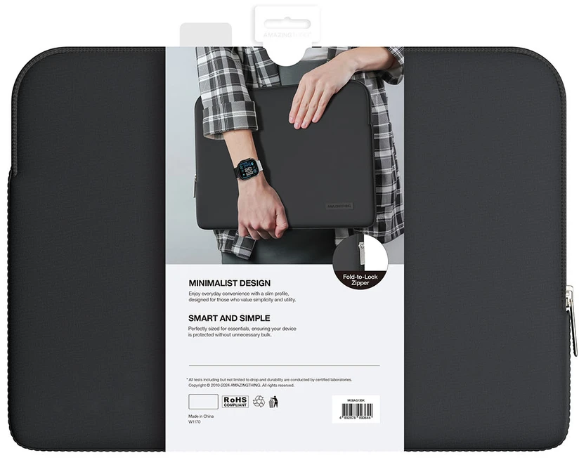 AmazingThing Minimal BasicBag Nešiojamas kompiuteris Bag for MacBook Neo 13" - Juodas