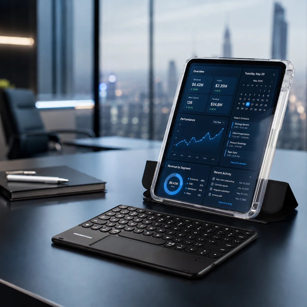 „AmazingThing Minimal Case Keylite Combo“ klaviatūros dėklas, skirtas „iPad Air 13“ M2/M3/M4 (2024/2025/2026) - Juodas