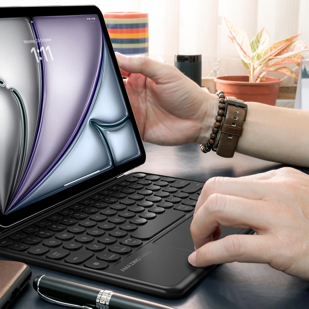 „AmazingThing Minimal Case Keylite Combo“ klaviatūros dėklas, skirtas „iPad Air 13“ M2/M3/M4 (2024/2025/2026) - Juodas