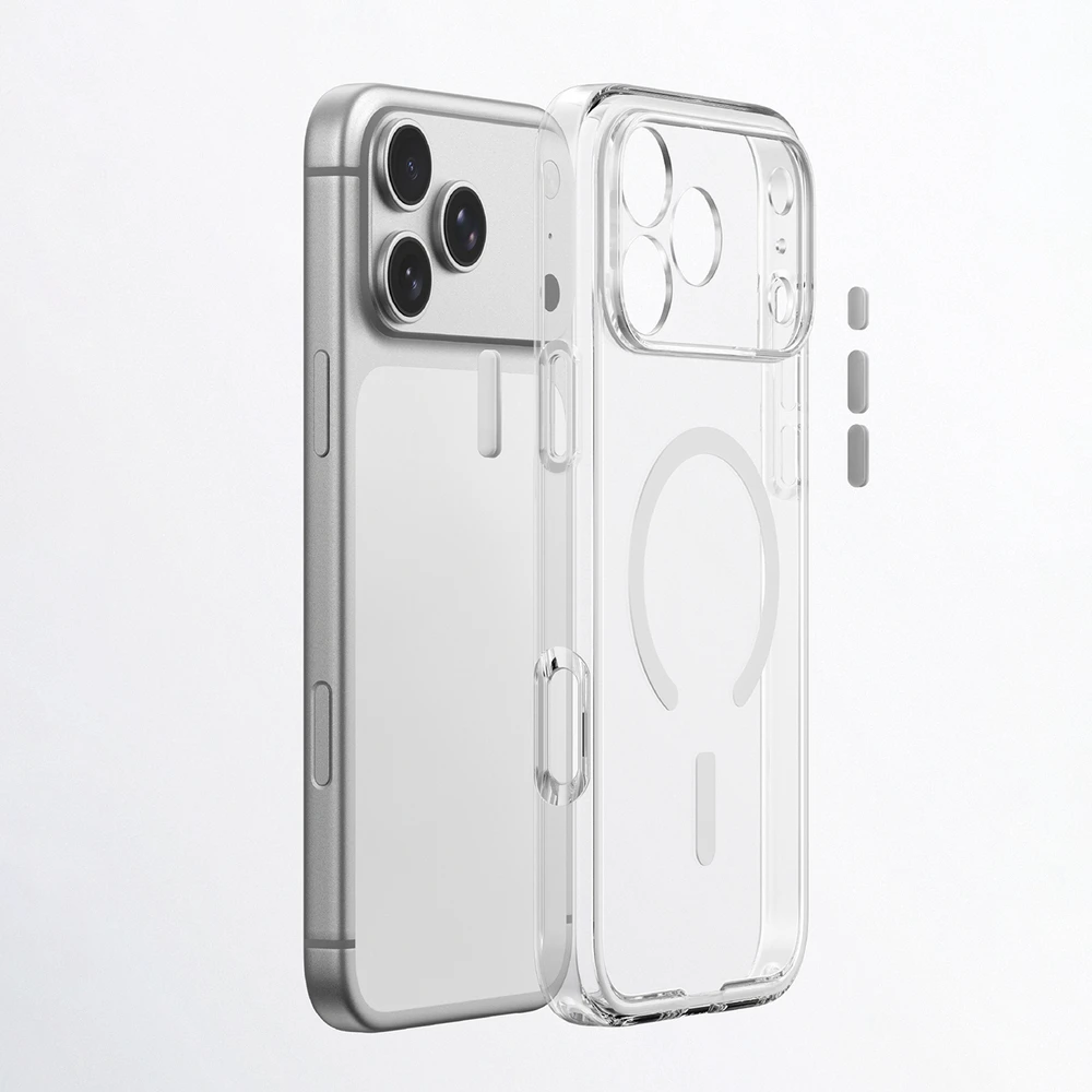 Dėklas AmazingThing Minimal Mag Lens Case for iPhone 18 Pro with Camera Cover and Lanyard Mount Compatible with MagSafe - Clear
