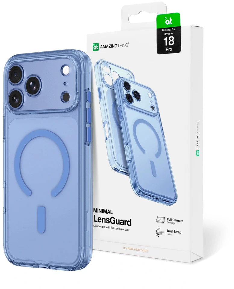 Dėklas AmazingThing Minimal Mag Lens Case for iPhone 18 Pro with Camera Cover and Lanyard Mount, Compatible with MagSafe - Mėlyna
