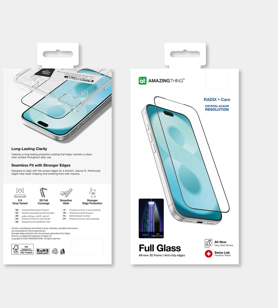 AmazingThing Radix +Care Full Glass Tempered Glass for iPhone 18 Pro Max with Mounting Frame
