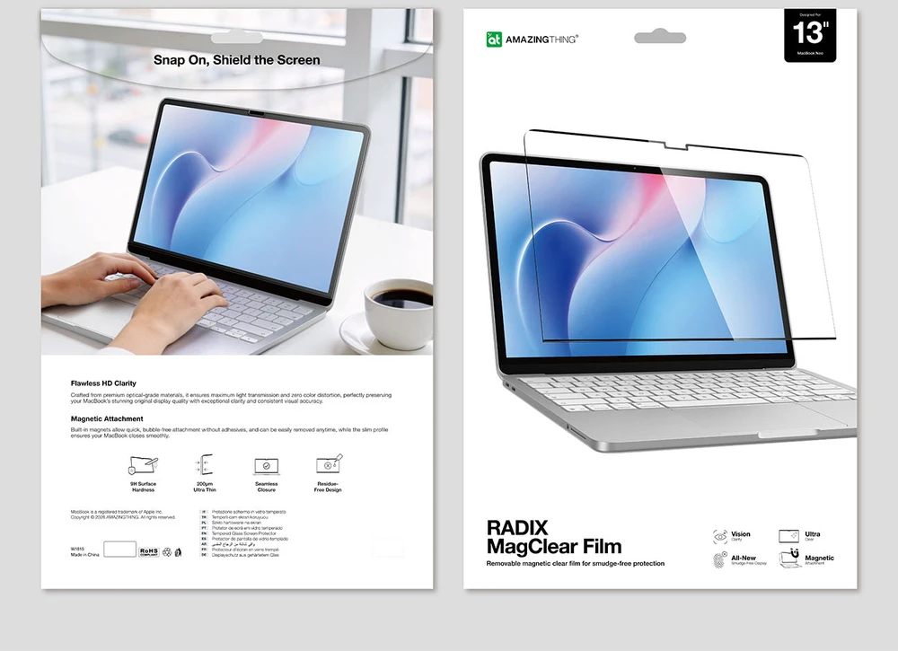 „AmazingThing Radix MagClear“ plėvelė, skirta 13 colių „MacBook Neo“