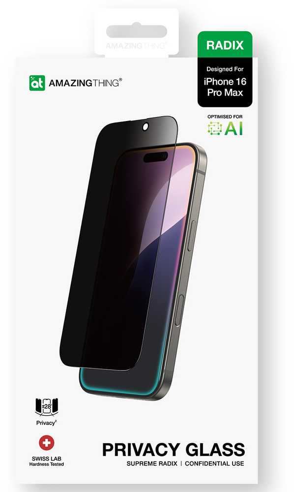 Nezatříděno AmazingThing Radix Privacy Glass Privacy Apsauginis stiklas skirtas Apple iPhone 16 Pro Max