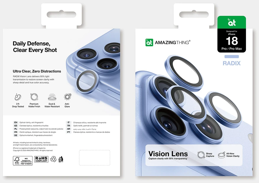 AmazingThing Radix Vision Lens Camera Lens Protector for iPhone 18 Pro / 18 Pro Max - Mėlyna