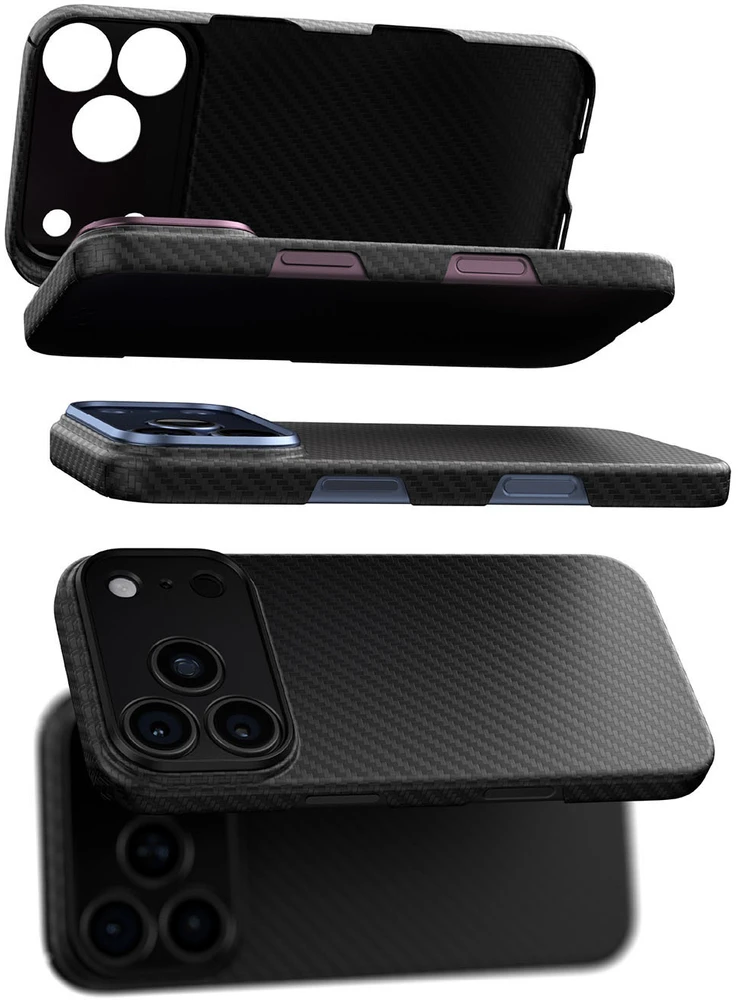 Dėklas AmazingThing Titan Max Lens Case for iPhone 18 Pro Max in Aramid Fiber with Camera Cover, Compatible with MagSafe - Juodas