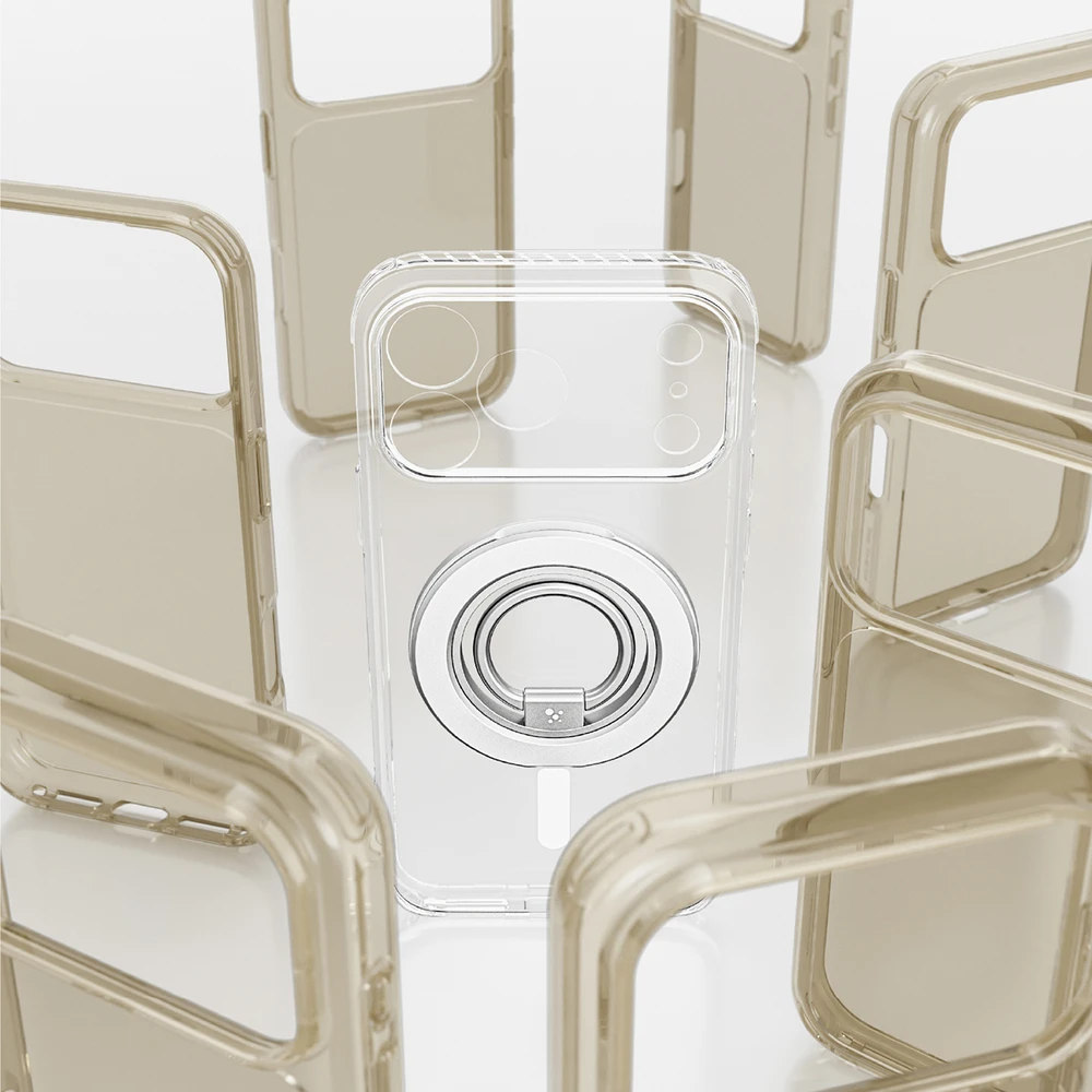 Dėklas AmazingThing Titan Pro Lens Ring Set Case for iPhone 18 Pro with Camera Cover and Magnetic Ring Compatible with MagSafe - Clear
