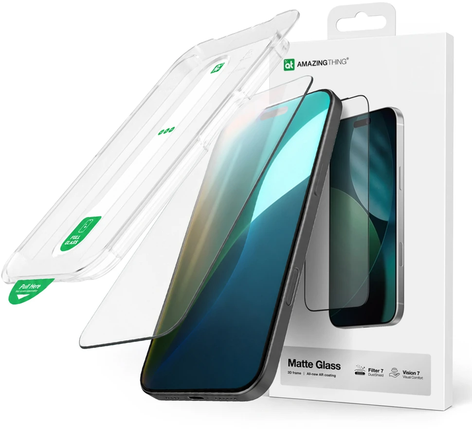 „AmazingThing Titan Vision 7“ grūdintas stiklas iPhone 17 Pro matiniam ekranui