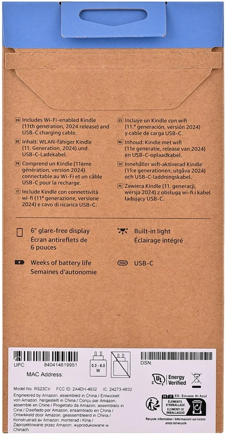 Amazon Kindle 11 el. knygų skaitytuvas 6 colių be reklamų 16 GB Juodas