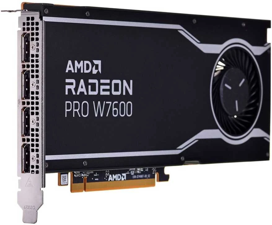 Vaizdo plokštė AMD GPU W7600 8GB GDDR6 128bit, 20Tflops, 4x DP 2.1, aktyvus ventiliatorius, RDNA3