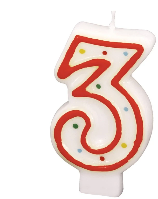 Amscan Torto žvakutė nr. 3, 7,3 cm