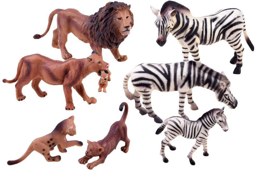 Jokomisiada Gyvūnų safari rinkinys, liūto figūros, zebras