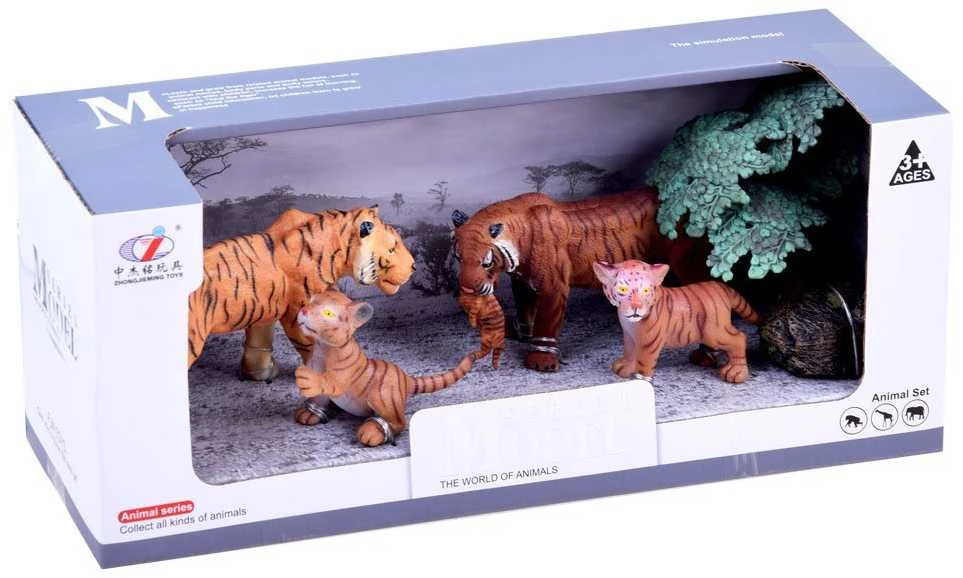 Jokomisiada Gyvūnų rinkinys Safari figūrėlės TIGER 4vnt ZA2990