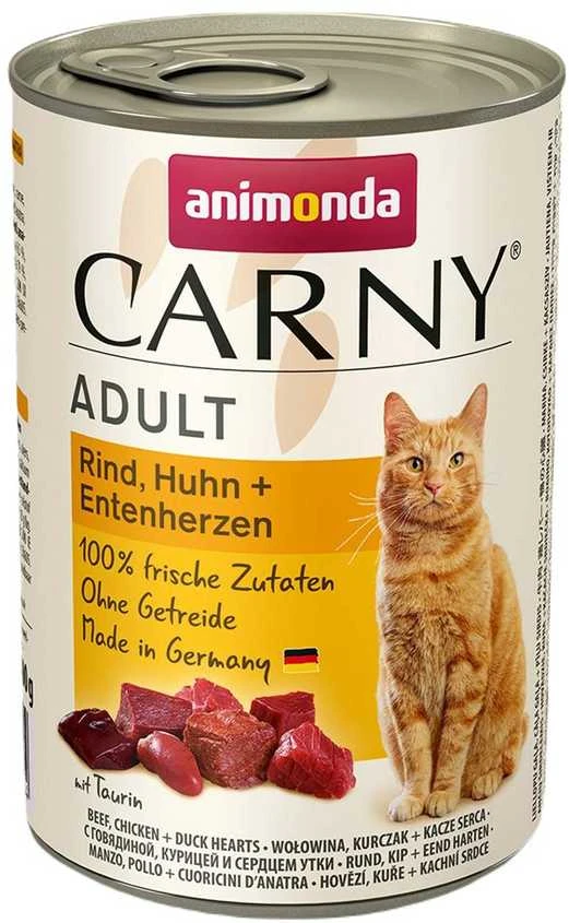 Animoda Drėgnas Kačių Maistas - Animonda Carny Jautiena, Vištiena ir Ančių Širdelės 400g