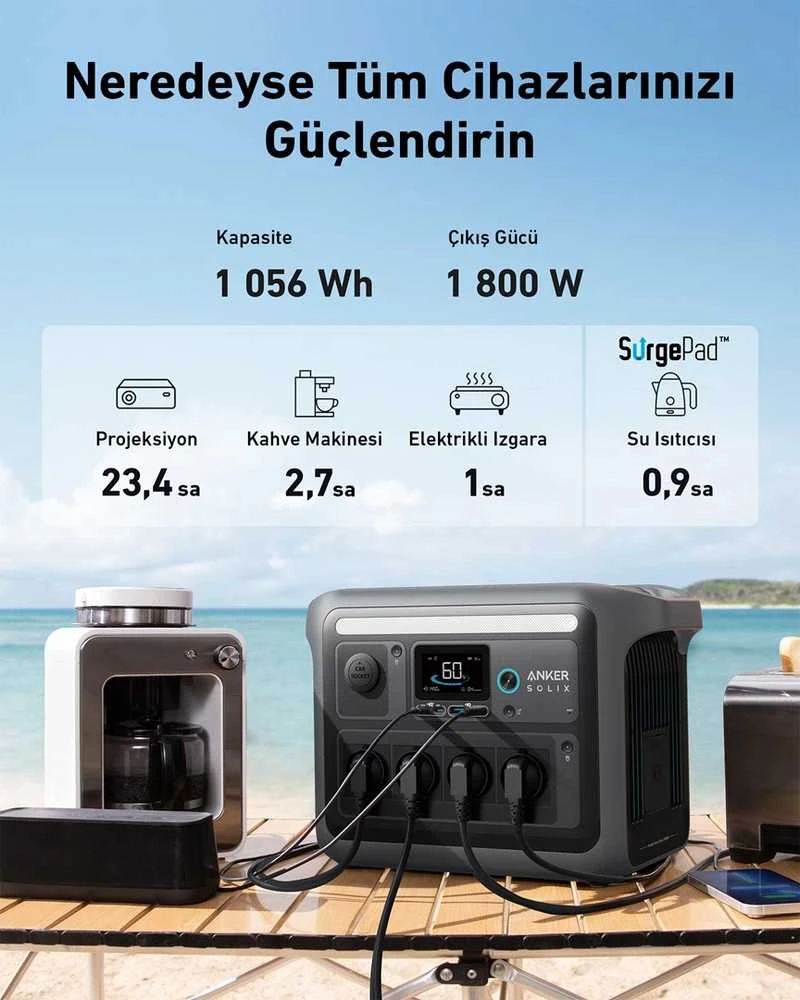 Anker SOLIX C1000 nešiojama elektros energijos stotis 1056Wh | 1800W