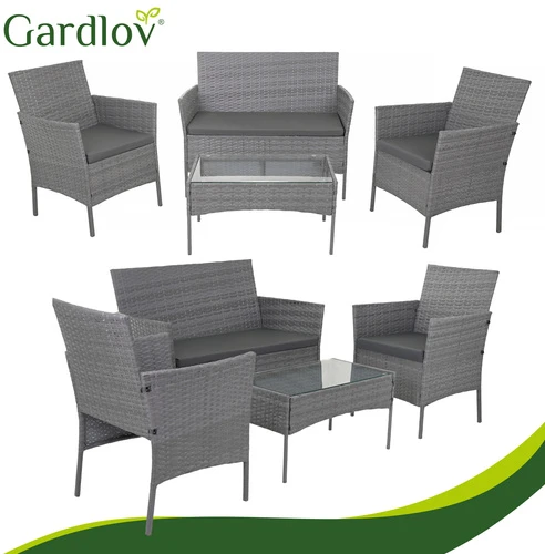 Antracito spalvos rotango sodo baldai Gardlov 26907