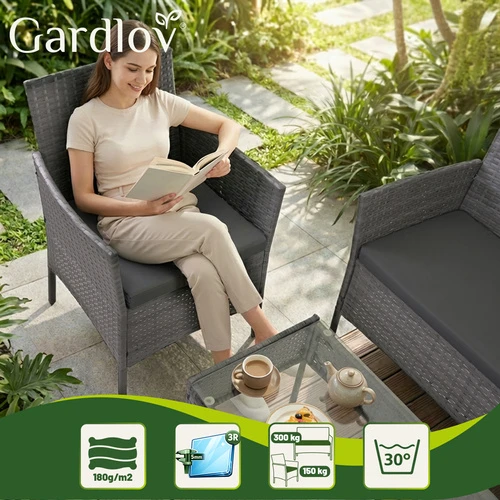 Meble ogrodowe technorattanowe antracito Gardlov
