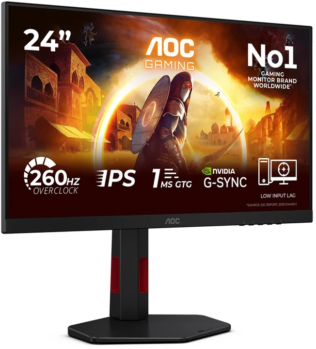 Žaidimų monitorius AOC 24G4ZR, 23.8" Full HD (1920x1080) Fast IPS, 260Hz (OC), 0.3ms MPRT, HDR10, Adaptive Sync