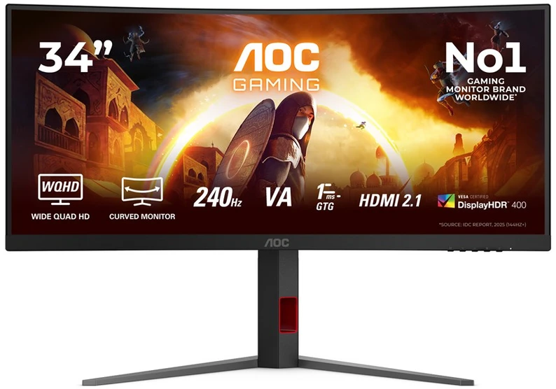 Žaidimų monitorius AOC CU34G4Z, 34" UWQHD (3440x1440) lenktas VA, 21:9, 180Hz, 1ms, FreeSync Premium, HDR