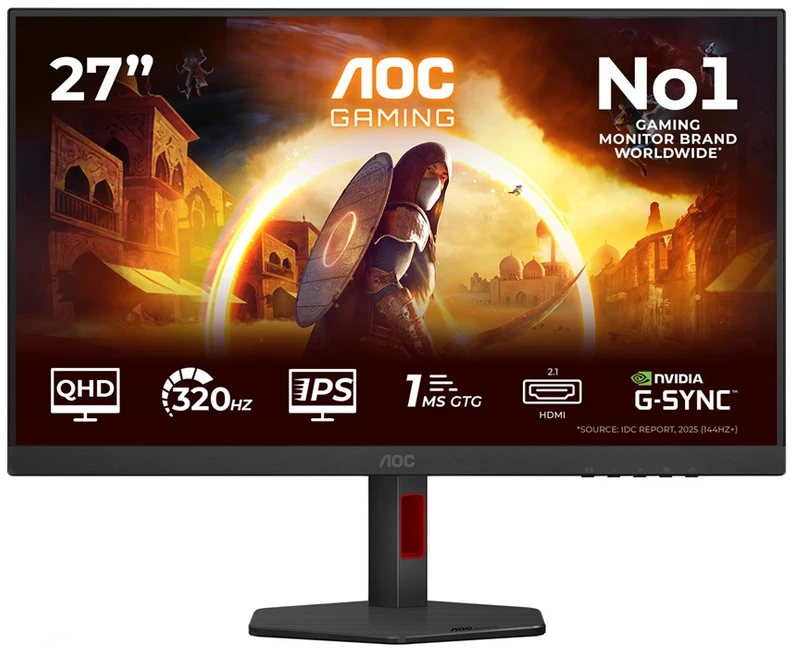 Žaidimų monitorius AOC Q27G4SRU, 27" QHD (2560x1440) Fast IPS, 320Hz, 0.3ms, HDR, USB šakotuvas, Adaptive Sync