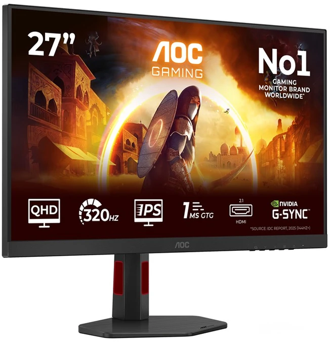 Žaidimų monitorius AOC Q27G4SRU, 27" QHD (2560x1440) Fast IPS, 320Hz, 0.3ms, HDR, USB šakotuvas, Adaptive Sync