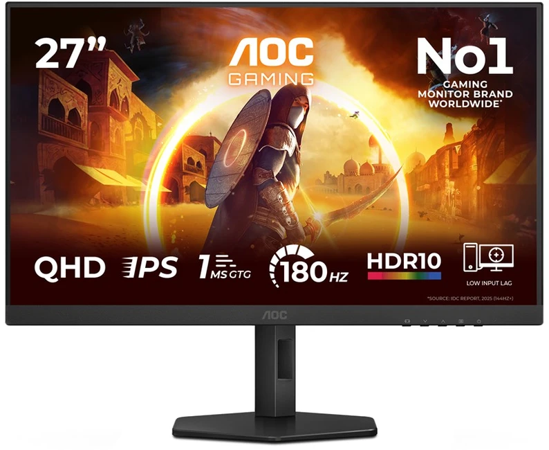 Monitorius AOC Q27G4XF | 27 " | IPS | 16:9 | 180 Hz | 1 ms | 2560 x 1440 pikselių | 300 cd/m² | HDMI jungtys quantity 1 | Juodas