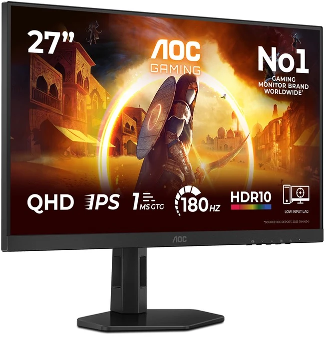 Monitorius AOC Q27G4XF | 27 " | IPS | 16:9 | 180 Hz | 1 ms | 2560 x 1440 pikselių | 300 cd/m² | HDMI jungtys quantity 1 | Juodas
