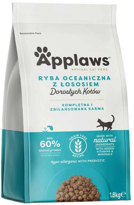 APPLAWS sausas kačių ėdalas suaugusioms vandenyno žuvims su lašiša - 1,8kg