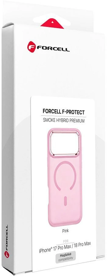 Dėklas Apyrankė iPhone 18 Pro Max / 17 Pro Max Forcell F-Protect Smoke Hybrid Premium suderinama su MagSafe rožinė