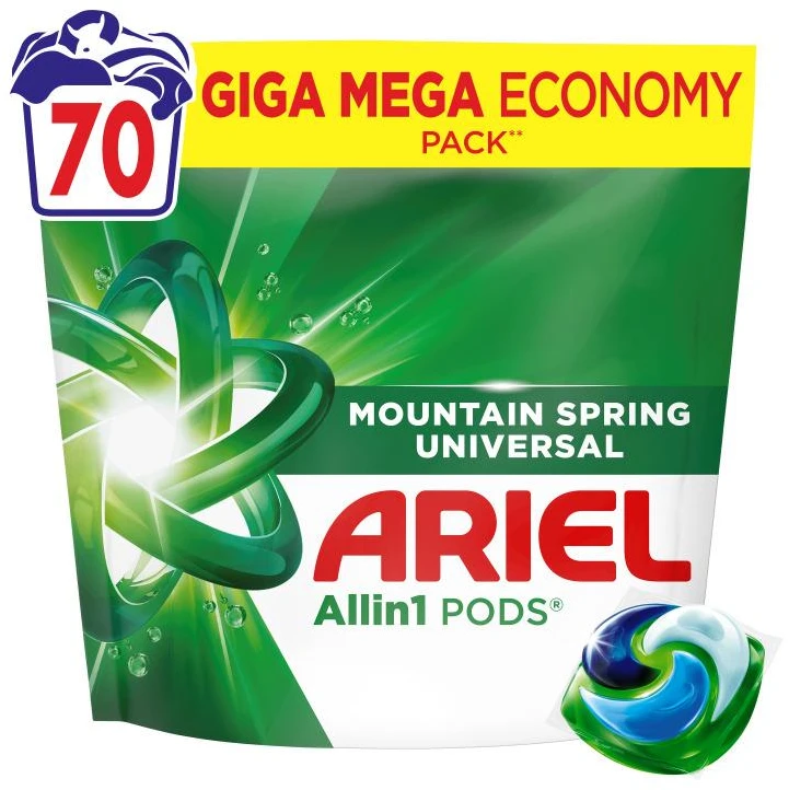 Skalbimo kapsulės Ariel All-in-1 PODs „Mountain Spring“, (70 skalbimų)