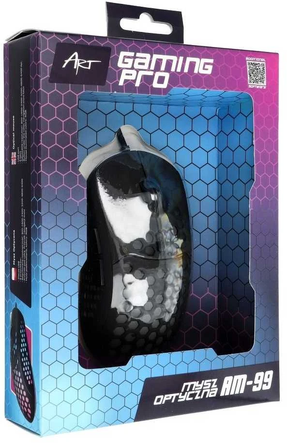 ART optinė pelė for gamers 6400DPI USB RGB AM-99 ultra light