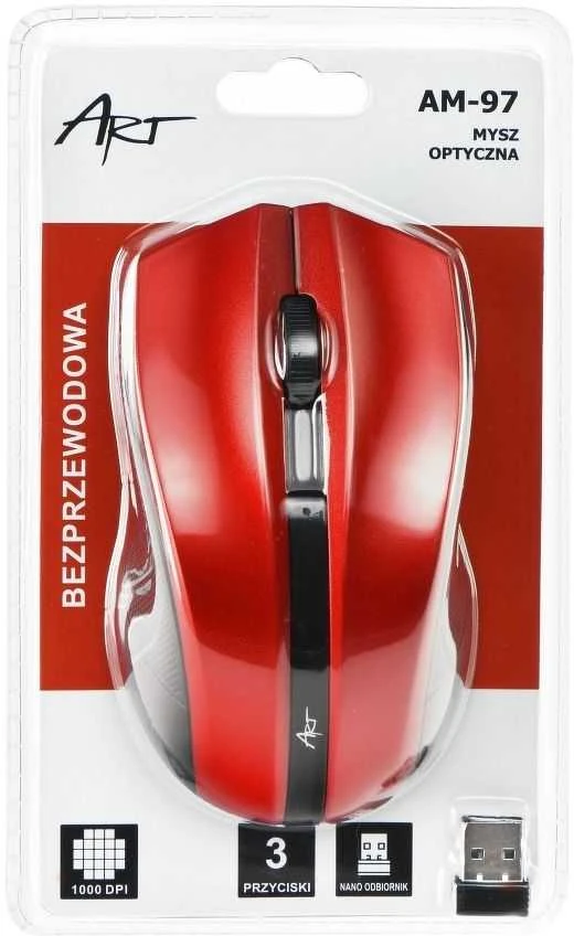 ART MY AM-97D belaidė optinė pelė USB AM-97D red