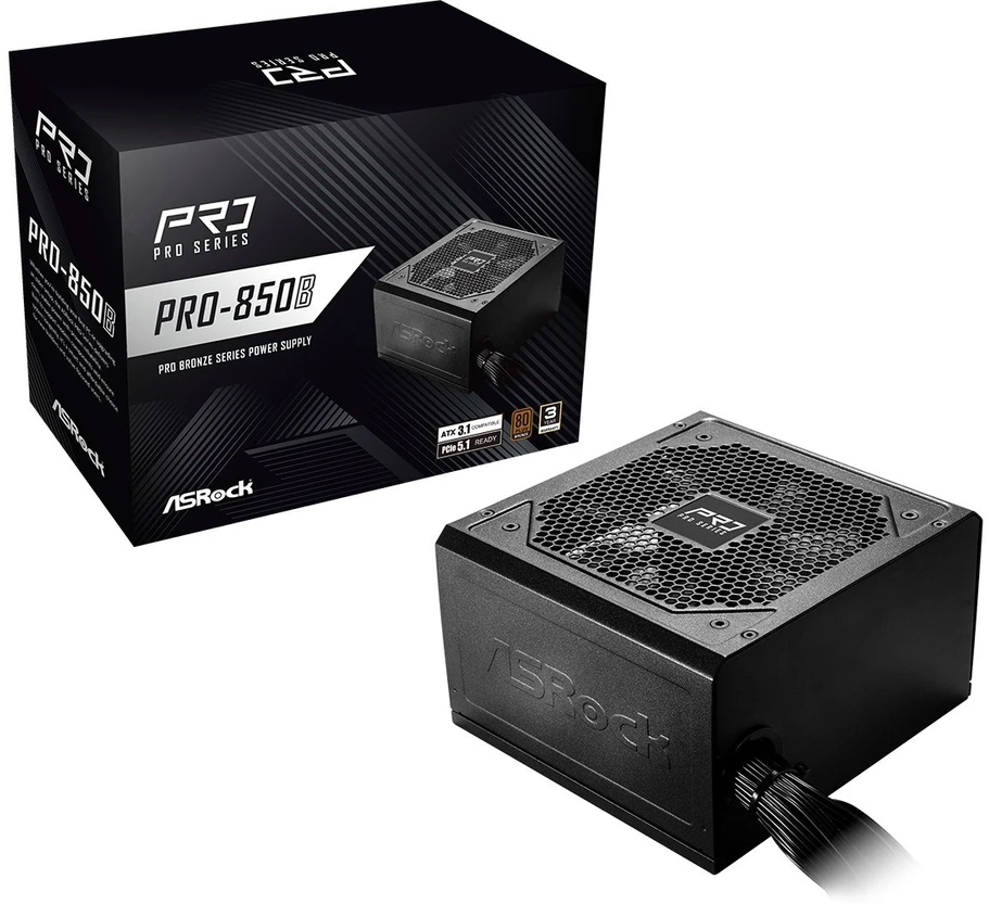 Asrock PRO-850B maitinimo blokas 850 W 24 kontaktų ATX ATX Juodas