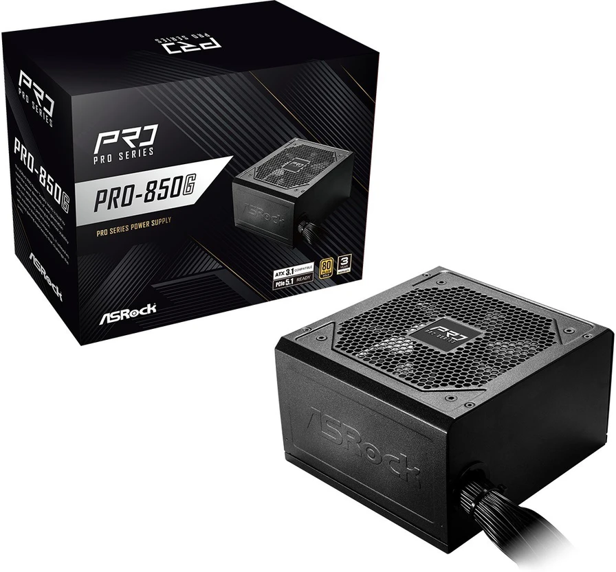 Asrock PRO-850G maitinimo blokas 850 W 24 kontaktų ATX ATX Juodas