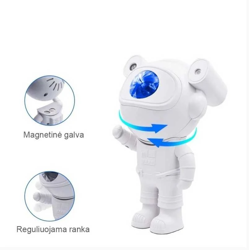 Astronautas baltas žvaigždžių projektorius LED su BLUETOOTH garsiakalbių