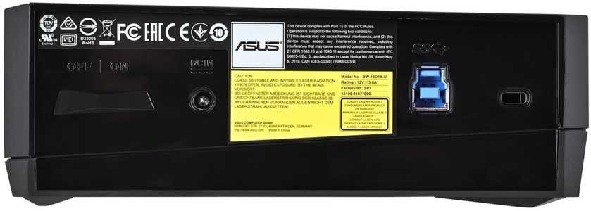 ASUS BW-16D1X-U optinis diskų įrenginys Blu-Ray RW Juodas