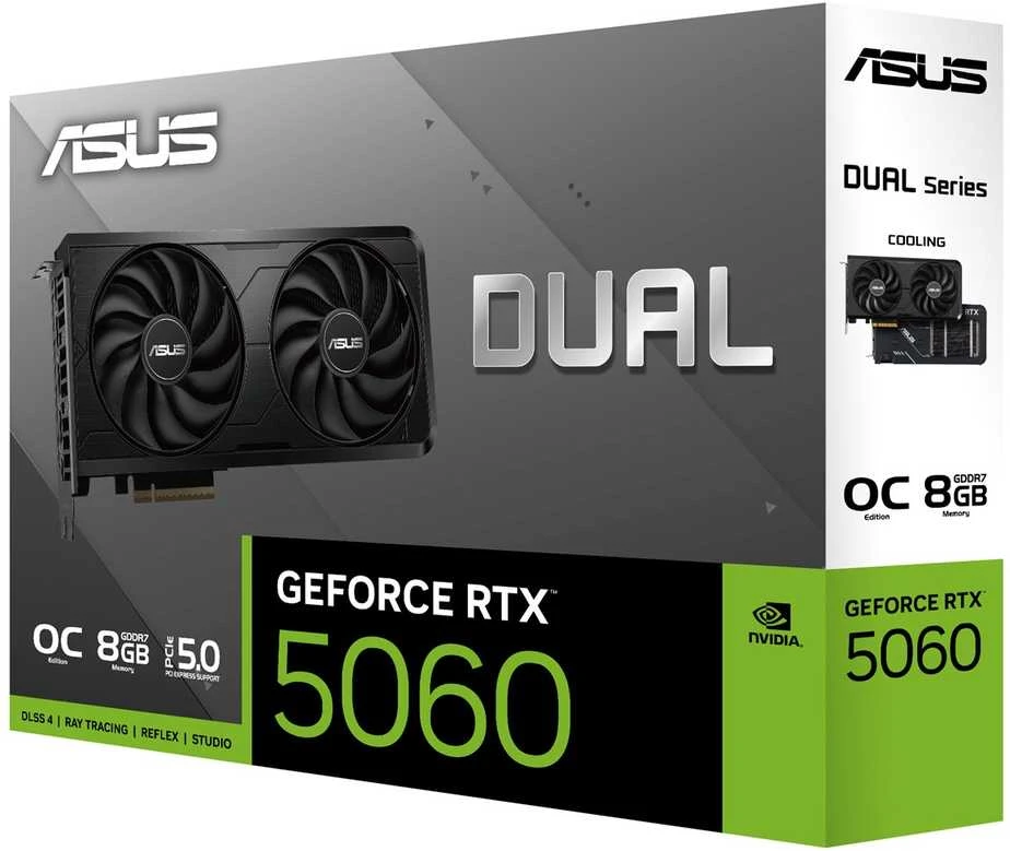 Vaizdo plokštė ASUS Dual-RTX5060-O8G-EVO NVIDIA GeForce RTX 5060 8 GB GDDR7 DIGITAL ATASKAITA