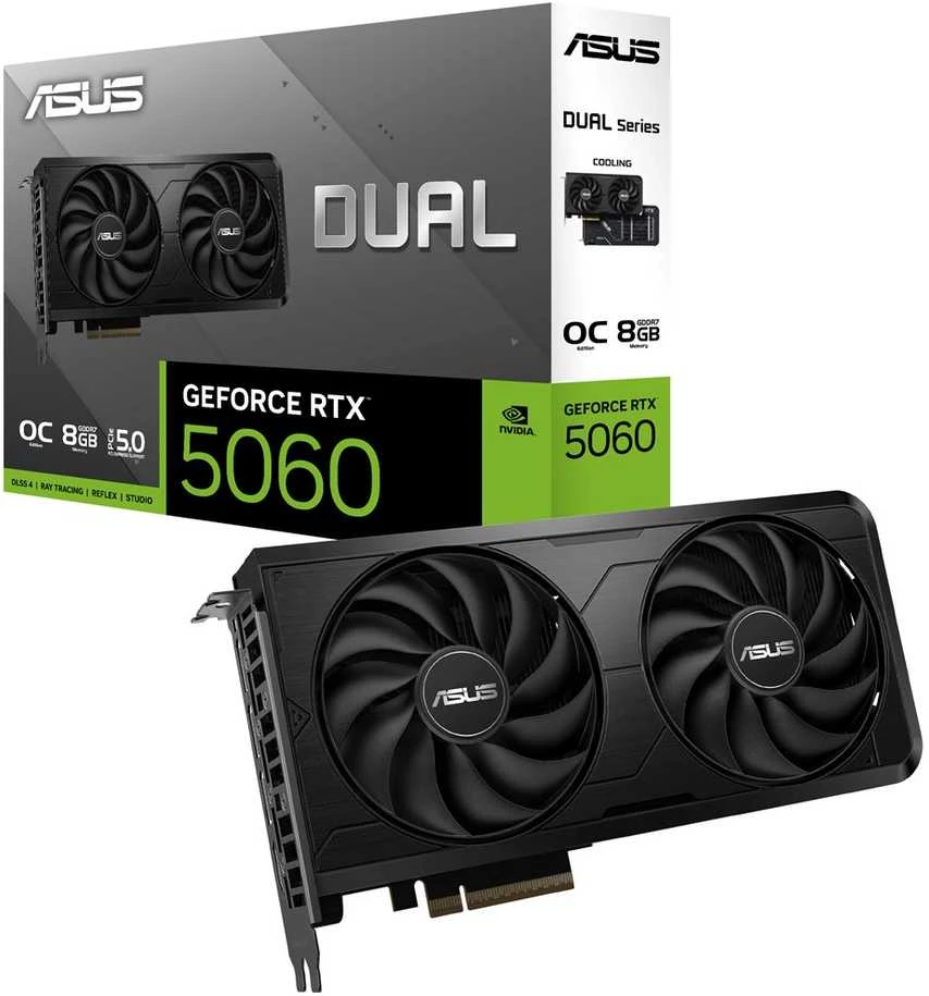 Vaizdo plokštė ASUS Dual-RTX5060-O8G-EVO NVIDIA GeForce RTX 5060 8 GB GDDR7 DIGITAL ATASKAITA