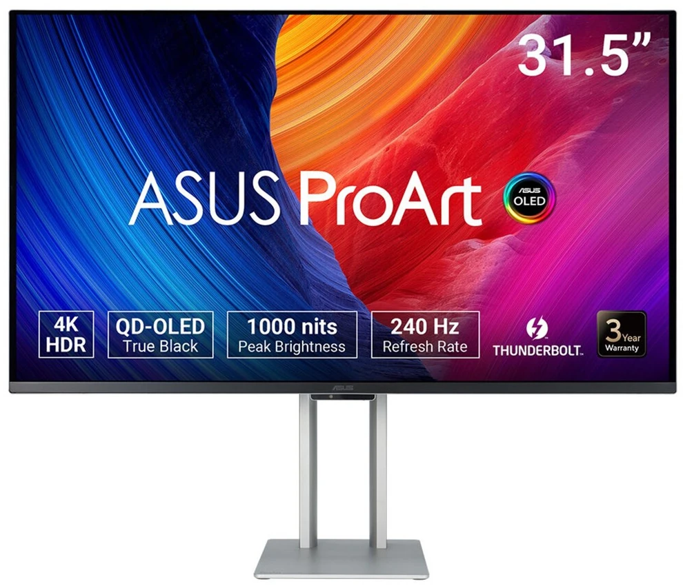 ASUS ProArt OLED PA32UCDM computer monitorius 80 cm (31.5") 3840 x 2160 pikselių 4K Ultra HD QD-OLED Sidabrinis