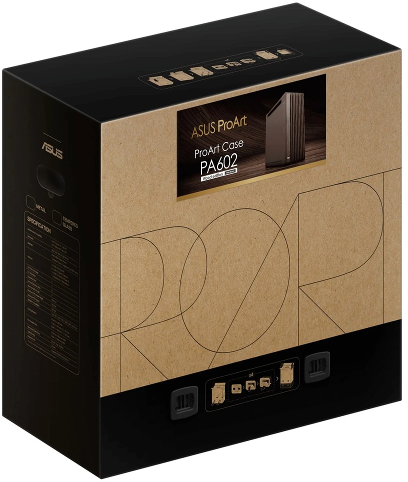 ASUS ProArt PA602 Wood Edition Retro Brown - metalinis midi-tower korpusas
