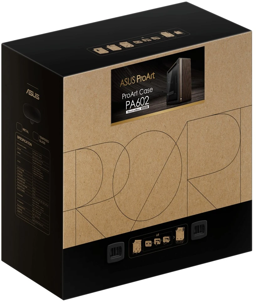ASUS ProArt PA602 Wood Edition Modern Juodas - Midi Tower with Tempered Glass Panel, Juodas, Wood