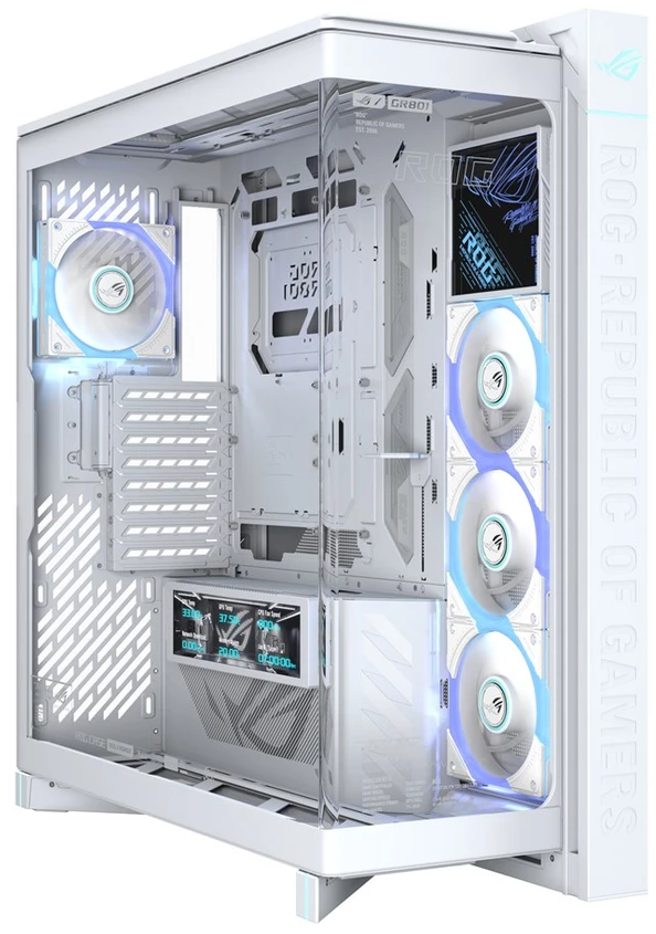 ASUS ROG CRONOX GR801 CURVE TG ARGB Balta MIDI tipo važiuoklė