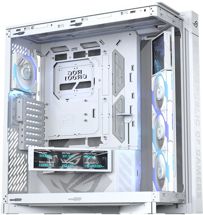 ASUS ROG CRONOX GR801 CURVE TG ARGB Balta MIDI tipo važiuoklė