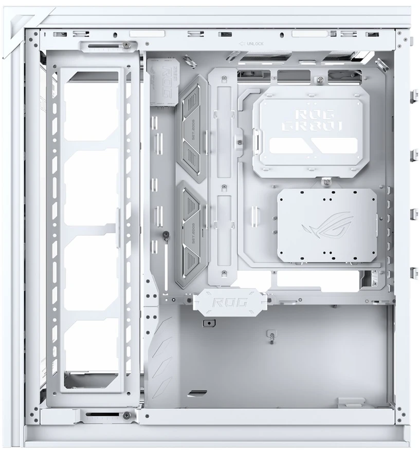 ASUS ROG CRONOX GR801 CURVE TG ARGB Balta MIDI tipo važiuoklė