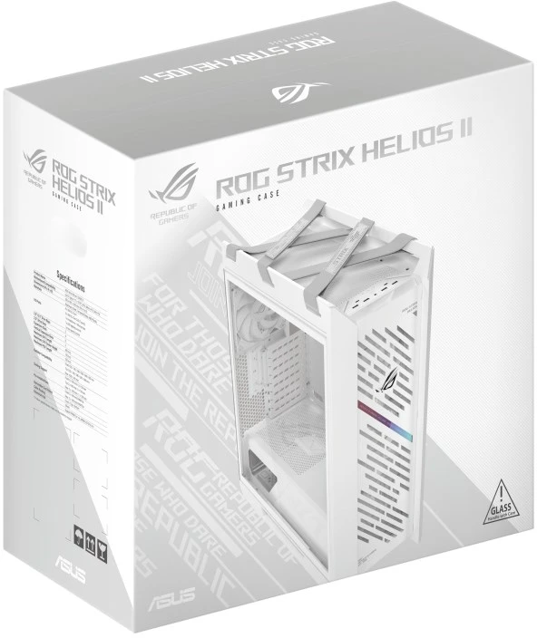 ASUS ROG STRIX HELIOS II GX601S, Bokšto tipo korpusas - baltas, grūdintas stiklas