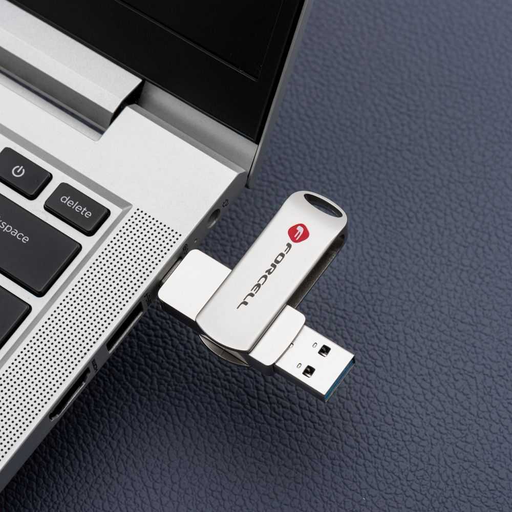 Pendrive 16GB USB 3.2 Gen 1 (USB A / USB C) Forcell F-Data Metal Duo sidabrinis