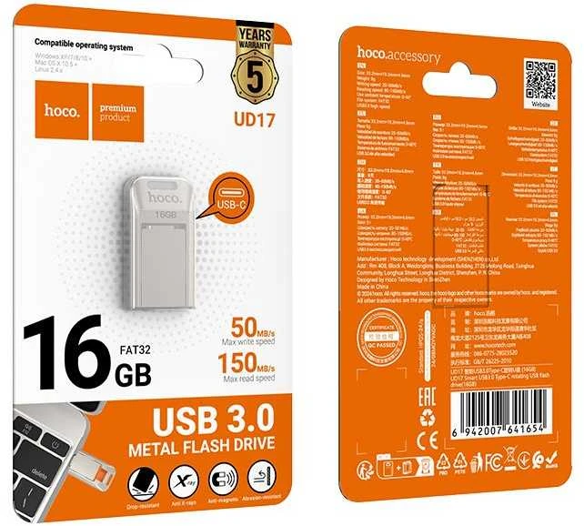 HOCO atmintukas USB A + USB C UD17 16GB USB3.0