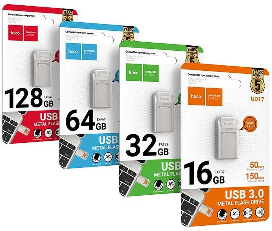 HOCO atmintukas USB A + USB C UD16 16GB USB3.0